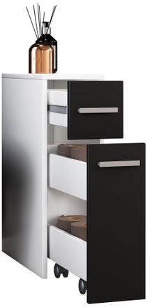 ebuy24 Ebuy24 - Vcm Wood Midischrank Gabinete Niche Dimensiones: Al. 61 X An. 20 X P. 45 Cm Divisor De Habitaci&oacute;n 2 Cajones - Zalo (blanco / Negro)