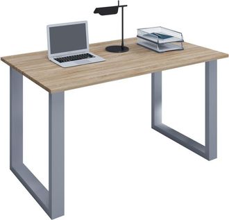 ebuy24 Vcm Wood Desk al. 76 x an. 110 x p. 50 cm Mesa de ordenador lisa Pies de metal de alta calidad Mesa de trabajo Muebles de oficina - Lona u (Plata