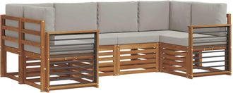 vidaXL Conjunto De Sof&aacute;s De Exterior 6 Uds. Gris Natural Y Claro Vidaxl