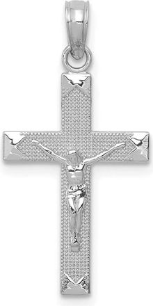 Diamond2Deal 14K White Gold Beveled Tipped Crucifix Pendant
