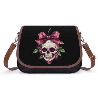 Generic Skull with Bow Crossbody Bags for Women Fashion Leather Shoulder Handbags With Adjustable Strap