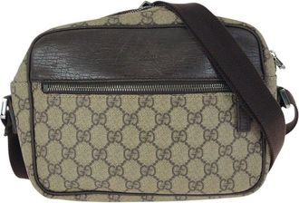 Gucci Beige Gg Supreme Canvas & Leather Shoulder Bag (Authentic Pre-Loved)