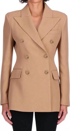 Ermanno Scervino Double Breasted Cady Jacket In Cornstalk