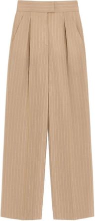 Valentino Broeken, Dames, Beige, M, Wol, Faded Pinstripe Pants