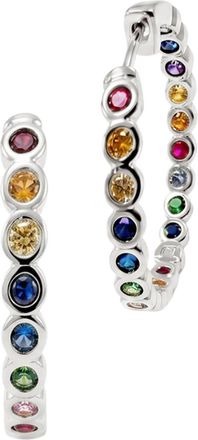 Sterling Forever Helene Bezel Rainbow CZ Earring