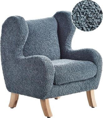 Beliani Beliani - Chair Boucle Upholstery with Armrests Plush Nursery Furniture for Children Dark Blue Farum