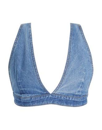8 by YOOX ORGANIC COTTON DENIM TRIANGLE CROP TOP