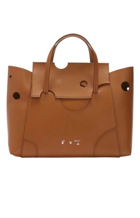 Off-white Brown Leather Burrow 32 Tote Bag