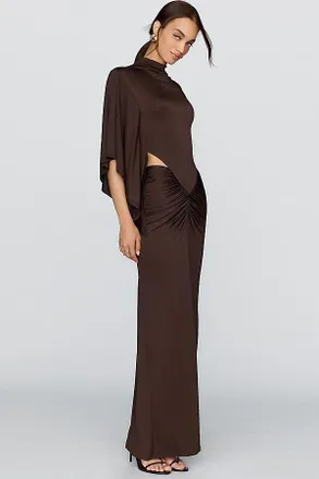 Shona Joy Micro Cutout Draped Maxi Dress