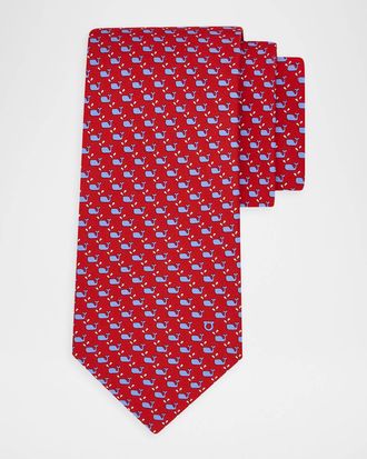 Ferragamo Men & apos;s Whale Micro-Print Tie