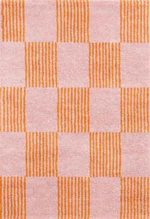 Nazar Rugs Alfombra vintage estilo a&ntilde;os 70 con rayas Naranja 240x340