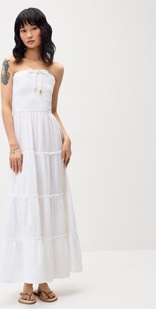 Twik Womens Organic cotton gauze tiered tube dress