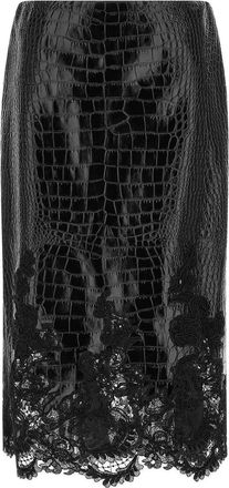 Ermanno Scervino Coconut Print Sheath Skirt With Lace