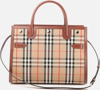 Burberry Womens Small Title Tote Bag - Check - Size: UNI