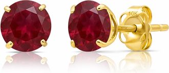 MAX + STONE 10k Yellow or White Gold 6mm Round Solitaire Gemstone Stud Earrings