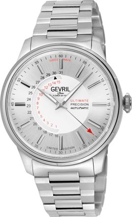Gevril Group Guggenheim Automatic 316L Stainless Steel Silver Dial, 316L Stainless Steel Satin and Polished Bracelet