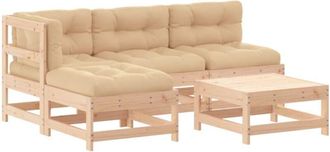 vidaXL Juego De Muebles De Jard&iacute;n 5 Piezas Y Cojines Madera Maciza Vidaxl