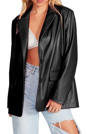 Steve Madden Faux Leather Boyfriend Blazer in Black at Nordstrom Rack, Size Small