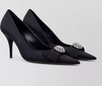 Balenciaga palazzo pump viscose silk ribbon rhinestone