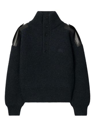 Burberry epaulettes ribbed-knit sweater - men - Polyamide/Elastane/Wool - S - Grey