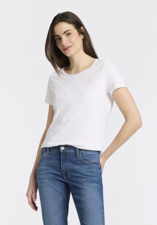 Mustang T-Shirt MUSTANG, Damen, Gr. XL, general wei&szlig;, Jersey, Obermaterial: 100% Baumwolle, normal normal, Rundhals, Shirts T-Shirt, Trageangenehme Baumwollqu