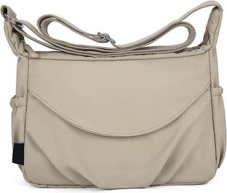 Generic Womens Casual Large Capacity Shoulder Bag,Nylon Crossbody Bags for Women,Shoulder Handbags with Wide Strap (Khaki)