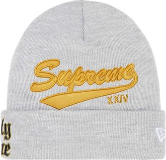 SUPREME x New Era Salvation embroidered beanie hat - men - Fabric - One Size - Grey