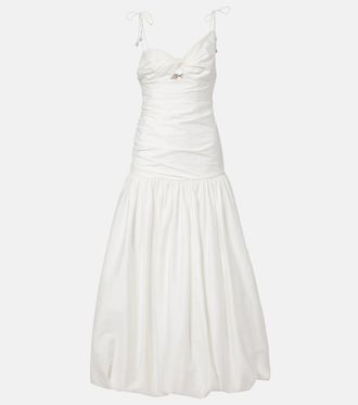 Self Portrait Gathered cotton-blend maxi dress