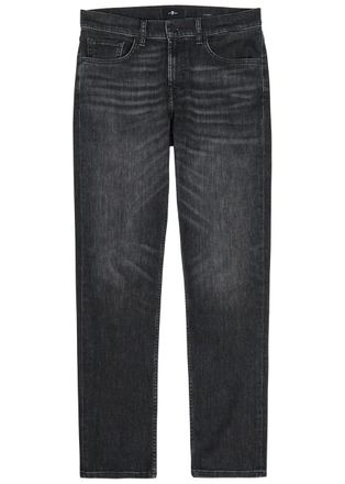 7 For All Mankind Slimmy Tapered-leg Jeans - Black - 36 (W36 / XL)