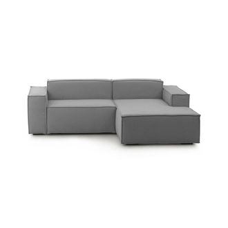 Dmora Sof&aacute; Fijo Dlorenz, Sof&aacute; Modular 2 Plazas Pen&iacute;nsula Derecha, 100% Made In Italy, Sof&aacute; Moderno En Tela, Cm 220x170h70, Gris - Dmora