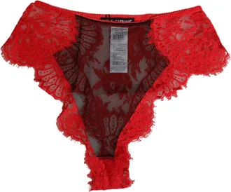 Dolce & Gabbana Red Floral Lace Sheer Briefs Women Underwear Cotton Clothing