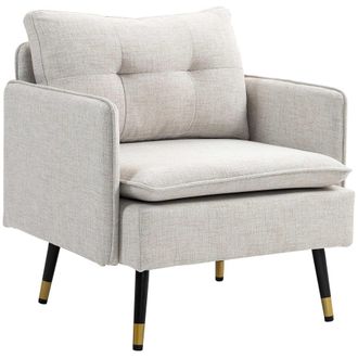 HOMCOM Butaca de sal&oacute;n 76x68x80 cm crema
