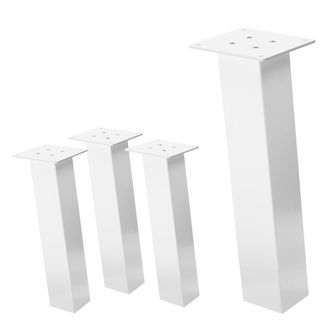 ML Design Set 4x patas de mesa 42 cm inclinadas de acero 8x8 cm blanco brillante