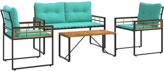 vidaXL Outdoor Furniture Set with Cushion 4 pcs Turquoise vidaXL