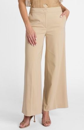 Santorelli Thea Cropped Wide Leg Pants in Stretch Cotton in Latte at Nordstrom, Size 4