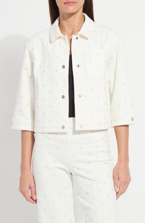 Lyss&eacute; Audrey Embellished Crop Denim Jacket in Ecru White at Nordstrom, Size X-Small