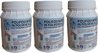 WK Polifosfati per Caldaia, Ricarica Universale con set di 3 Barattoli in Polvere da 1 Kg per Filtrazione Acqua, Funge da Anticalcare e Anticorrosivo
