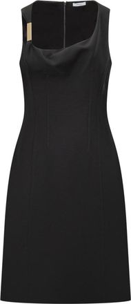 Ferragamo Black Square Neck Midi Dress
