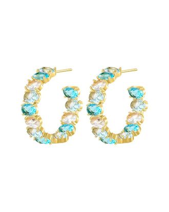 Liv Oliver 18K Plated 15.25 Ct. Tw. Quartz Oval Hoop Earrings