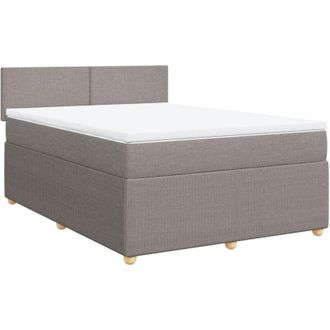 vidaXL Cama Box Spring Con Colch&oacute;n Tela Gris Taupe 140x190 Cm Vidaxl