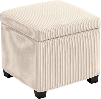 HOMCOM 40 cm Ottoman Storage Box with Removable Lid - Foot Rest - Beige | TJ Hughes