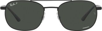 Ray-Ban Chromance 54mm Polarized Square Sunglasses in Black /Polarized Dark Grey at Nordstrom