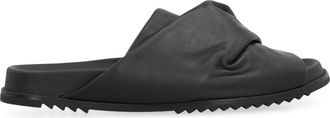 Rick Owens Schoenen, Heren, Zwart, 40 EU, Leer, Mobius Leather Slides