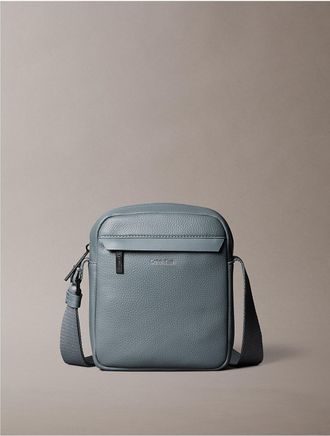 Calvin Klein Mens Pebbled Reporter Bag - Medium Grey