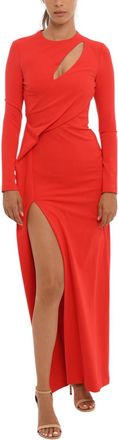 Alexander McQueen Red Crew Neck Maxi Dress