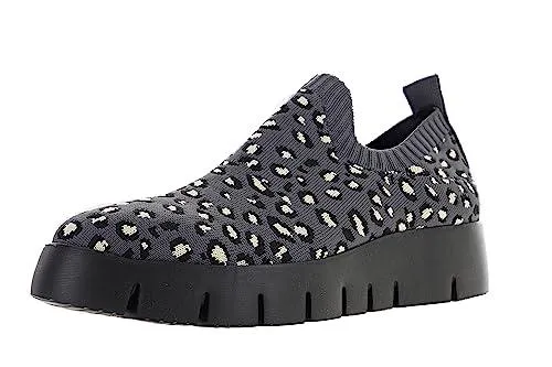 Bernie Mev Women's high quality Victoria Gummies Casual Slip-on Sneaker - Black Silver Grey