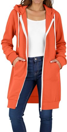 Generic Hoodies for Women UK, Fall Outfits Long Sleeve Zipped Up Cardigans Ladies Fashion Hoodies Casual Long Sweatshirt Jackets Zip up Hoodie with Pockets Or