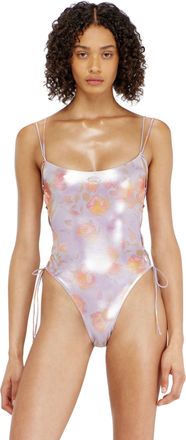 Diesel Floral metallic lace-up swimsuit - Swimsuits - Woman - Violet