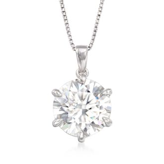 Ross-Simons Moissanite Solitaire Pendant Necklace in Sterling Silver