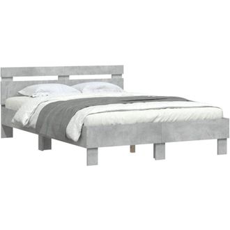 vidaXL Vidaxl - Estructura De Cama Cabecero Y Luces Led Gris Hormig&oacute;n 120x190cm
